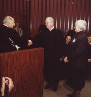 Honorable John O'Rourke during a swearing in ceremony.